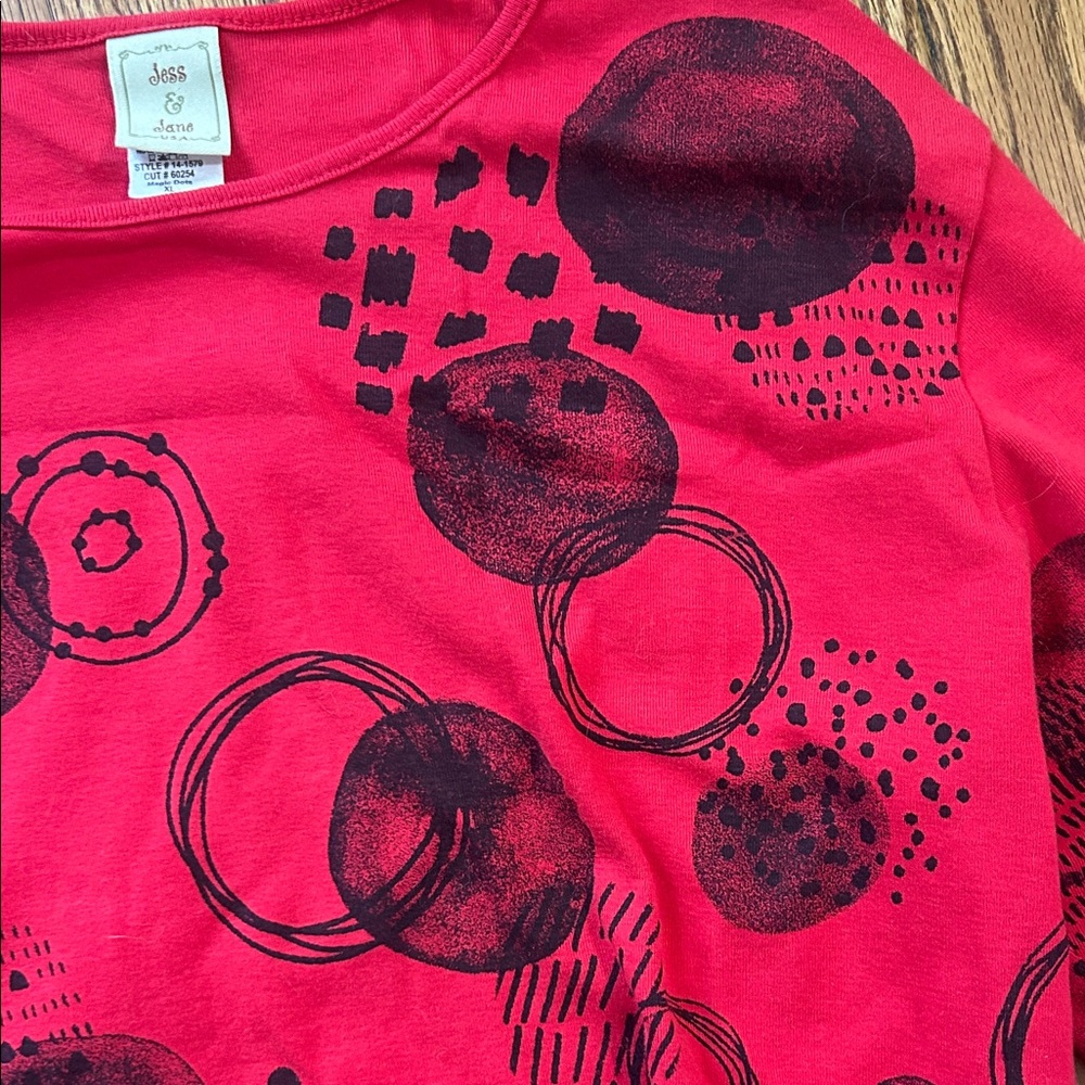 Red Patterned Long Sleeve Top - Picture 4 of 4